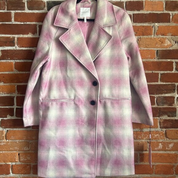 Avec Les Filles Jackets & Blazers - Avec Les Filles Raglan Walking Coat in Dusty Pink Plaid (M) (NWT)